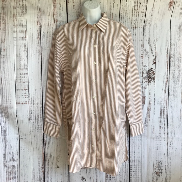 Gap Women's Weekend Tunic Button Down Camel Stripes Shirts Size XSmall - Picture 1 of 16